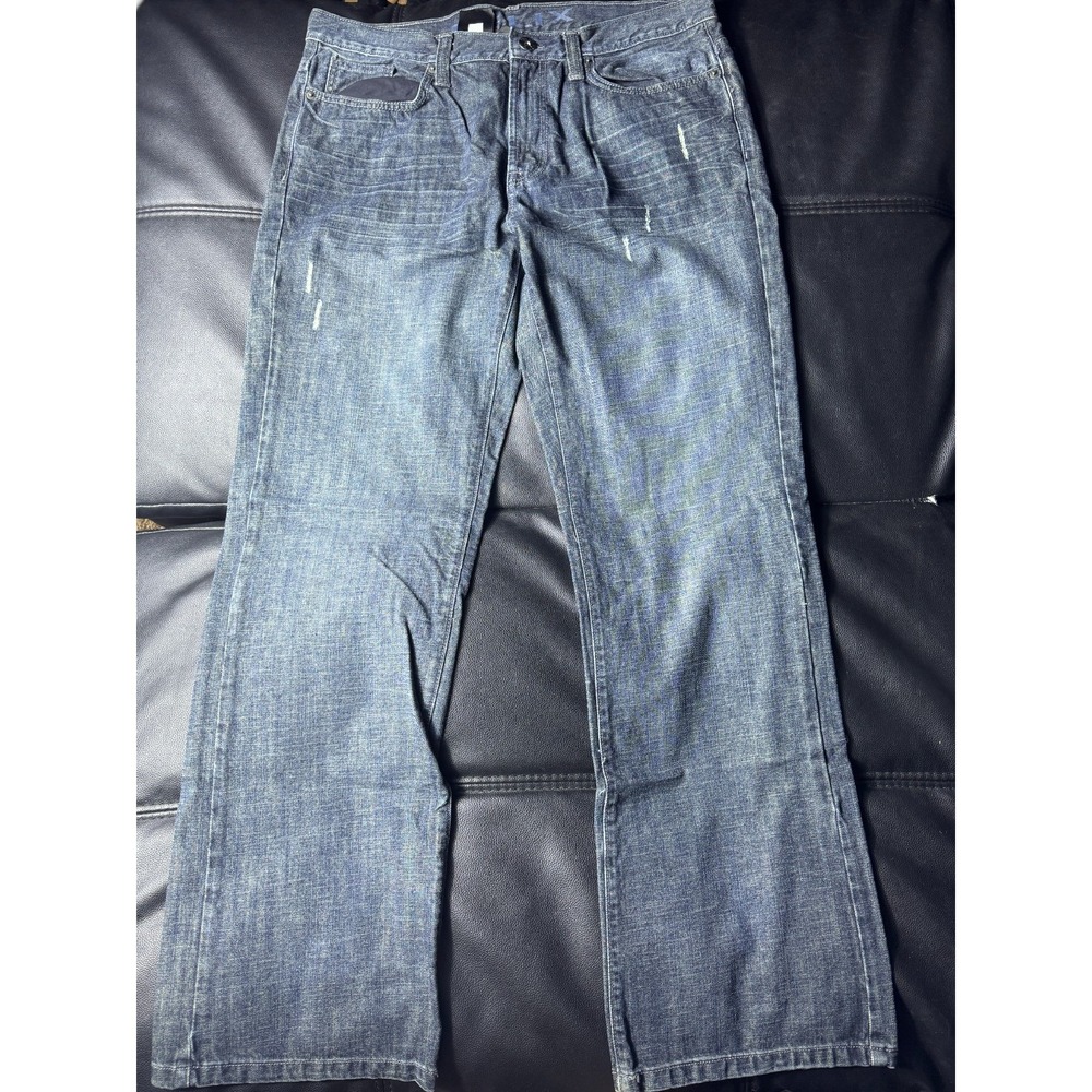 Helix‎ Men's Relaxed Bootcut Jeans 36x34 Blue Western Rodeo Denim Embroidered